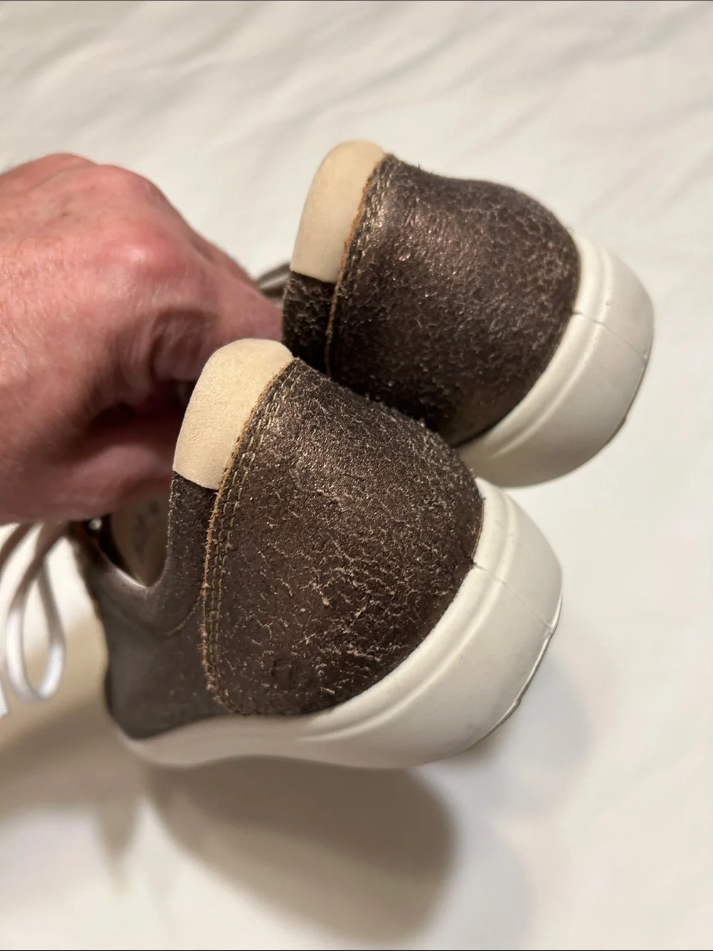 Ecco Women's Dark Brown Suede Lace-Up Sneakers with White Laces